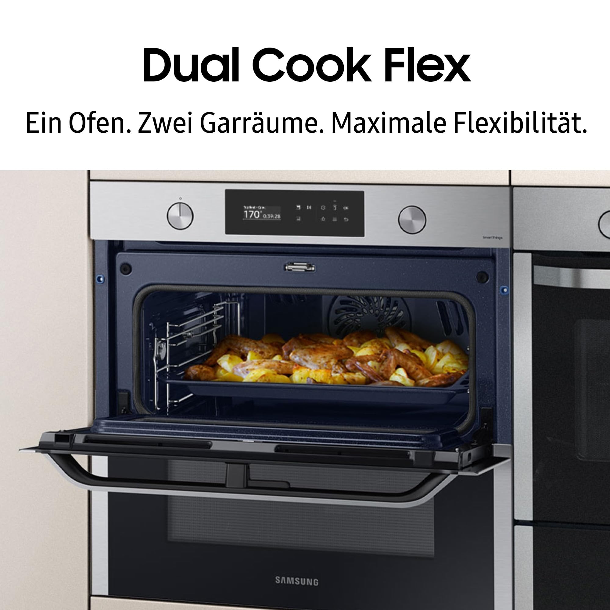 Samsung NV7B4550VAS/U1 Einbau-Backofen 76 l AI Dual Cook Flex Pyrolytische Selbstreinigung SmartThings Cooking Air Sous Vide Schwarz
