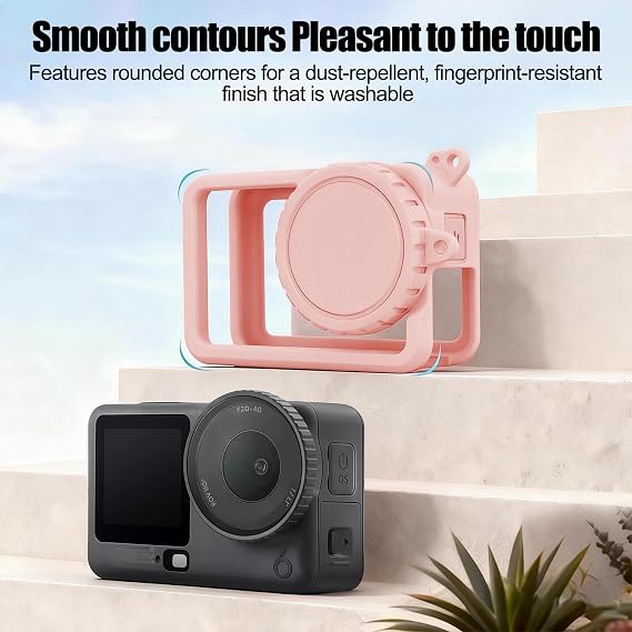 Silicone Case with Lens Cap Compatible for DJI Osmo Action 6(Pink)