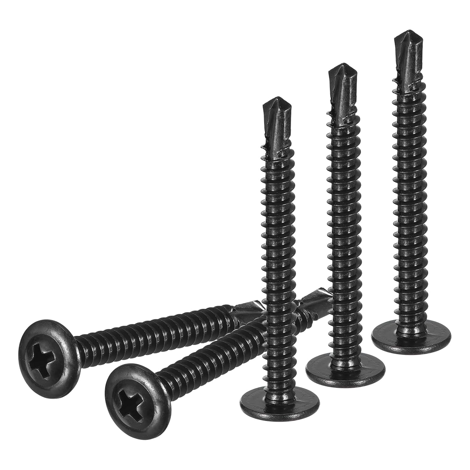 DTGN #8x3/4 Sheet Metal Screws - 500Pack - for Wood, Furniture - 410 Stainless Steel Phillips Round Head Washer Drill Tail Self Tapping Screws - Black