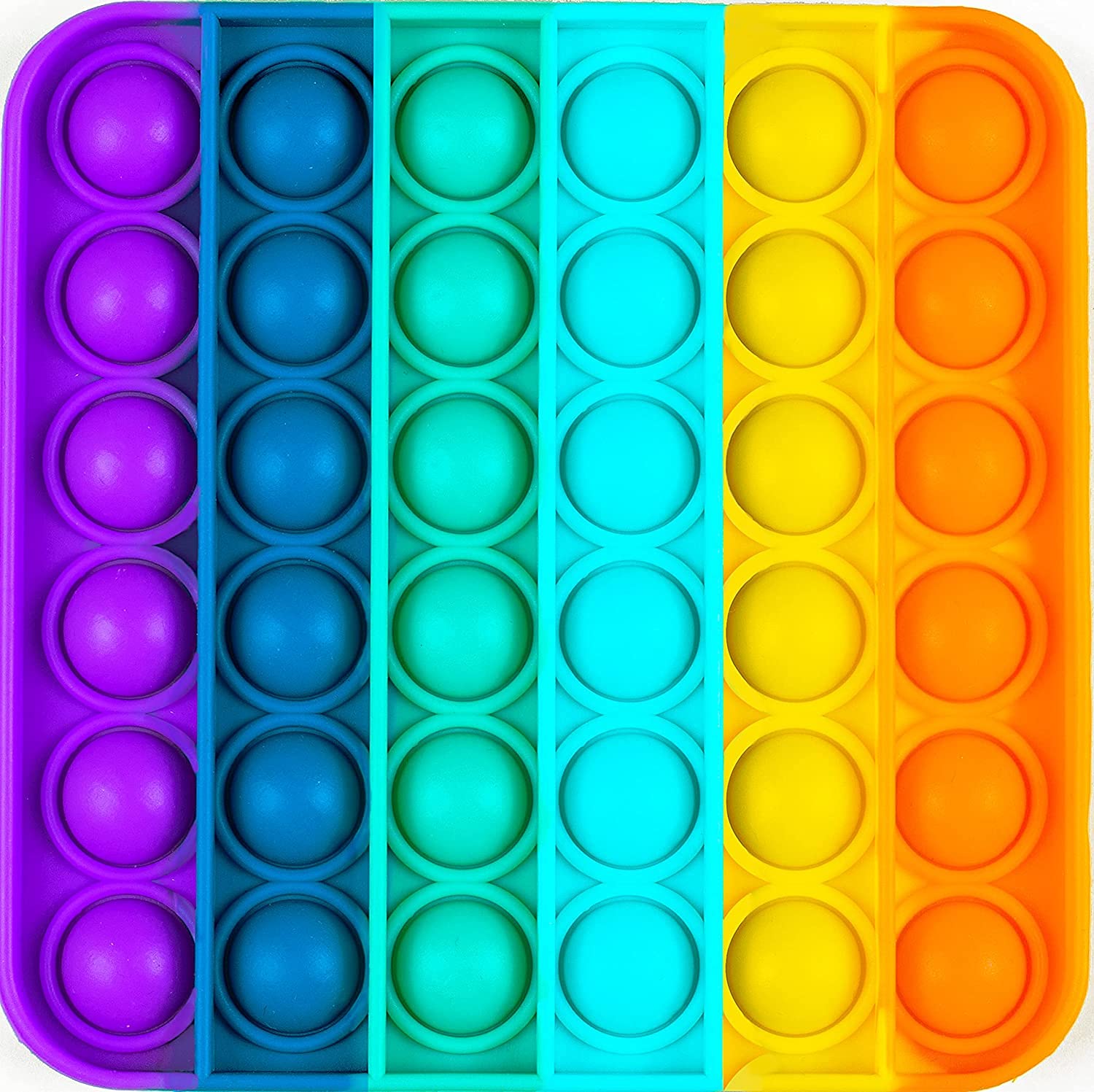 DOCAT Push Pop Bubble Sensory Fidget Rainbow Toy, Stress Reliever Autism Toy Anti-Anxiety Silicone Toy, Squeeze Sensory Toy for Kids Adults (Square Rainbow)
