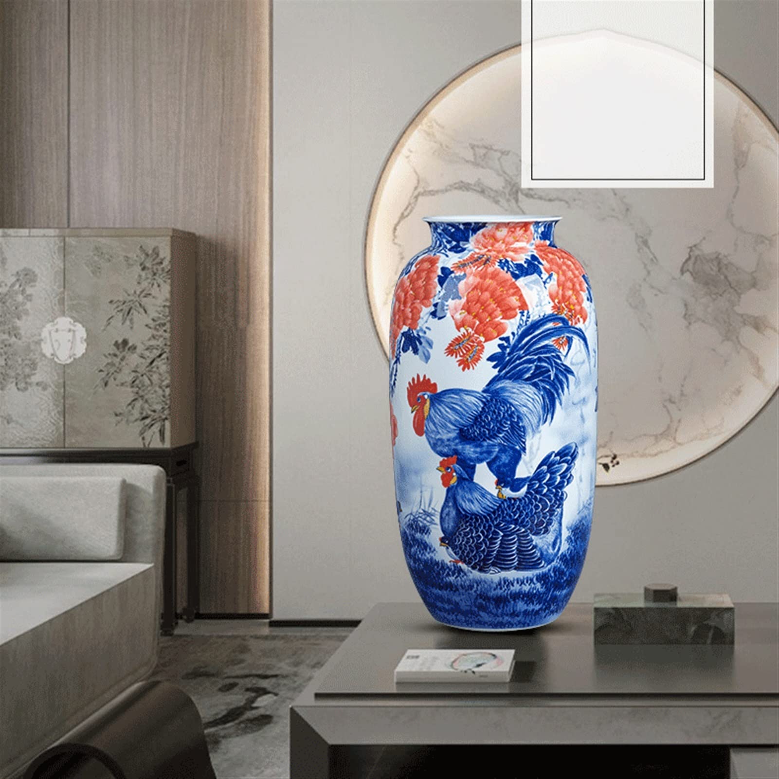 Vase Hexagonal Chinois Décoré Au Coq - Superbe Pièce Originale Et Authentique