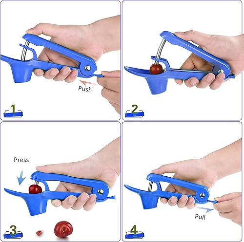 Miniatura 6 de Cherry Pitter - Ordekcity Herramienta de acero inoxidable para remover el carozo de las cerezas con diseño de empuje manual, ahorra tiempo y espacio
