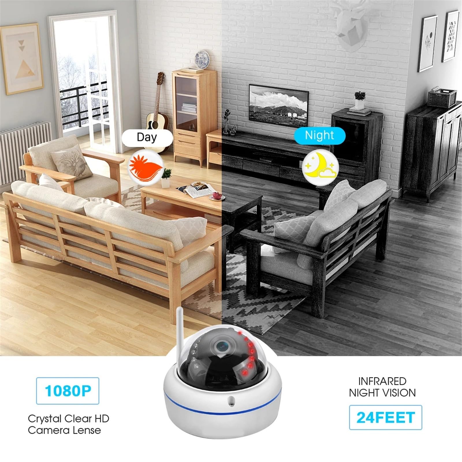 Cámara de vigilancia IP Tipo Domo de Techo con Carcasa metálica, 2/5/8 MP, WiFi HD, H.265, grabación de Audio, 2/5/8 MP, WiFi, H.265. Ideal for la Seguridad del hogar.(8MP Add 128G Card)