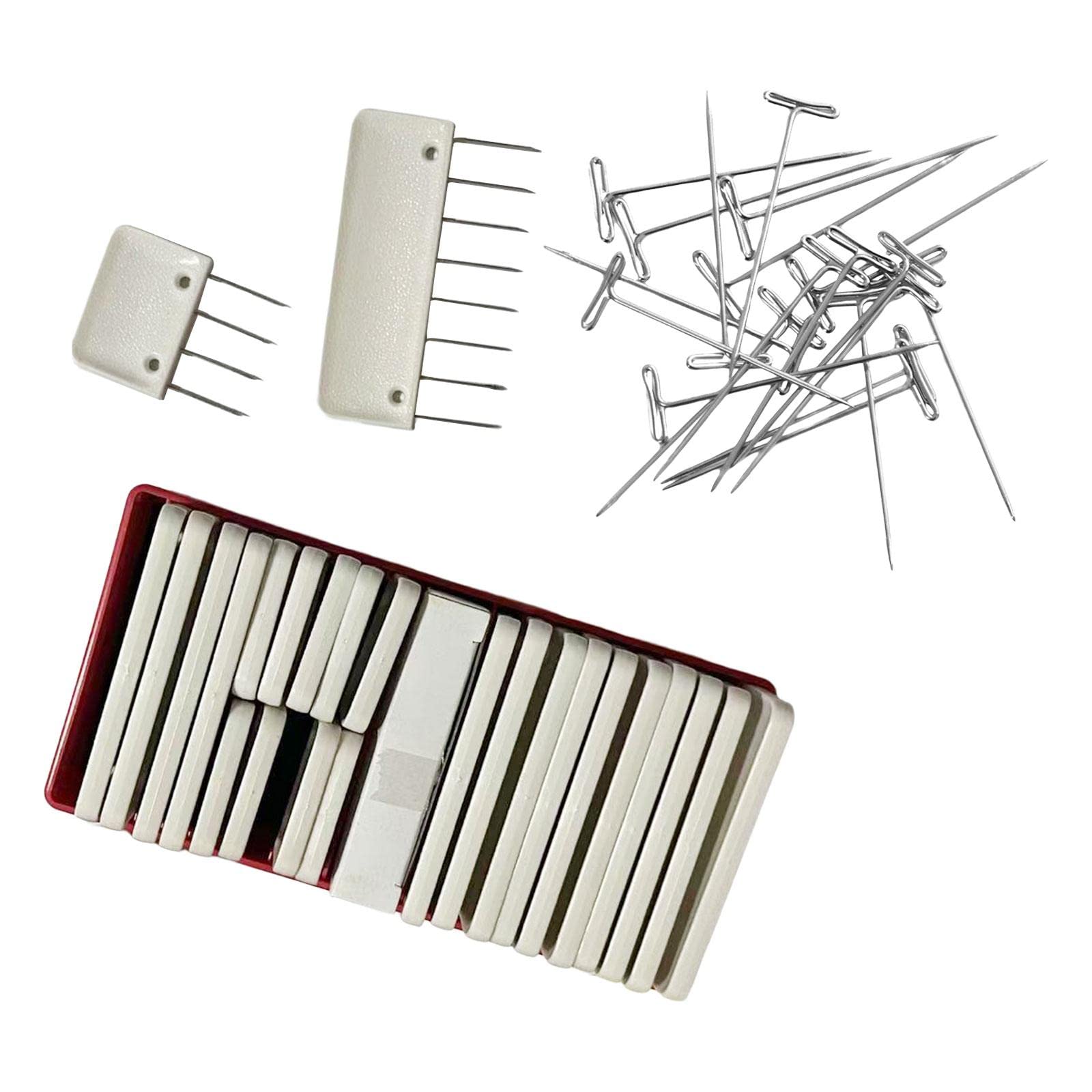 Juego de 2 peines de bloqueo de macramé, alfileres de ganchillo en T, herramientas de modelado para cobijas