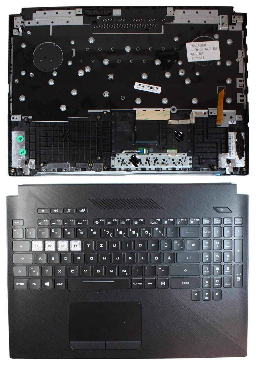 Clavier complet ASUS GL504GS-ES066T avec pavé tactile et coque noire intégrée