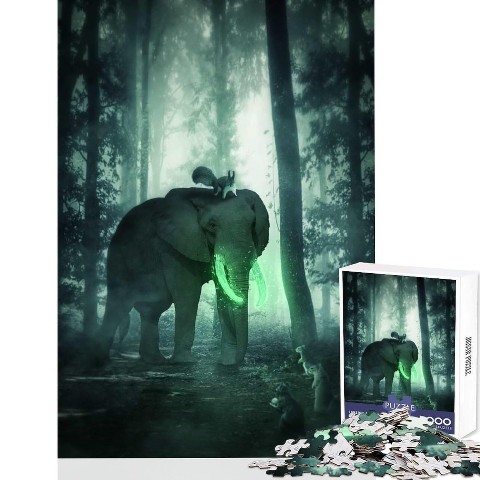 Magical Elephant 1000 Teenager Pieces Jigsaw Puzzle Think Skill Game Tight Interlock No Gaps Easy to Learn Family Enjoyment 50x75cm