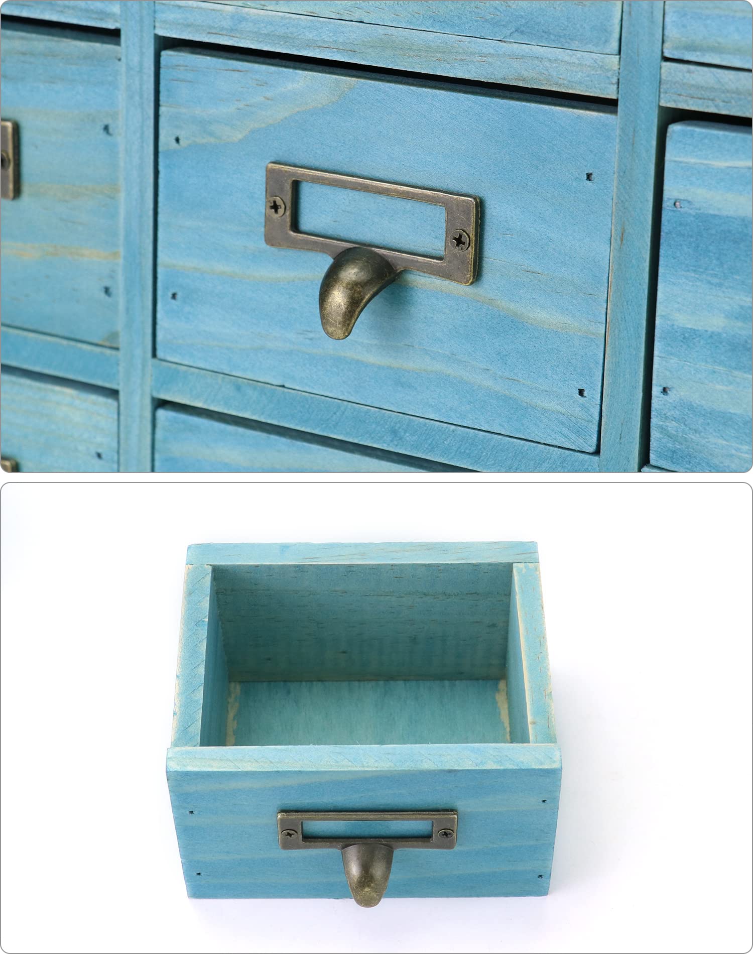 Organizador de cajones de escritorio, gabinete de boticario vintage de madera con 9 cajones, oficina en casa y té y tocador, organización y almacenamiento de dormitorio, gabinete de boticario 5