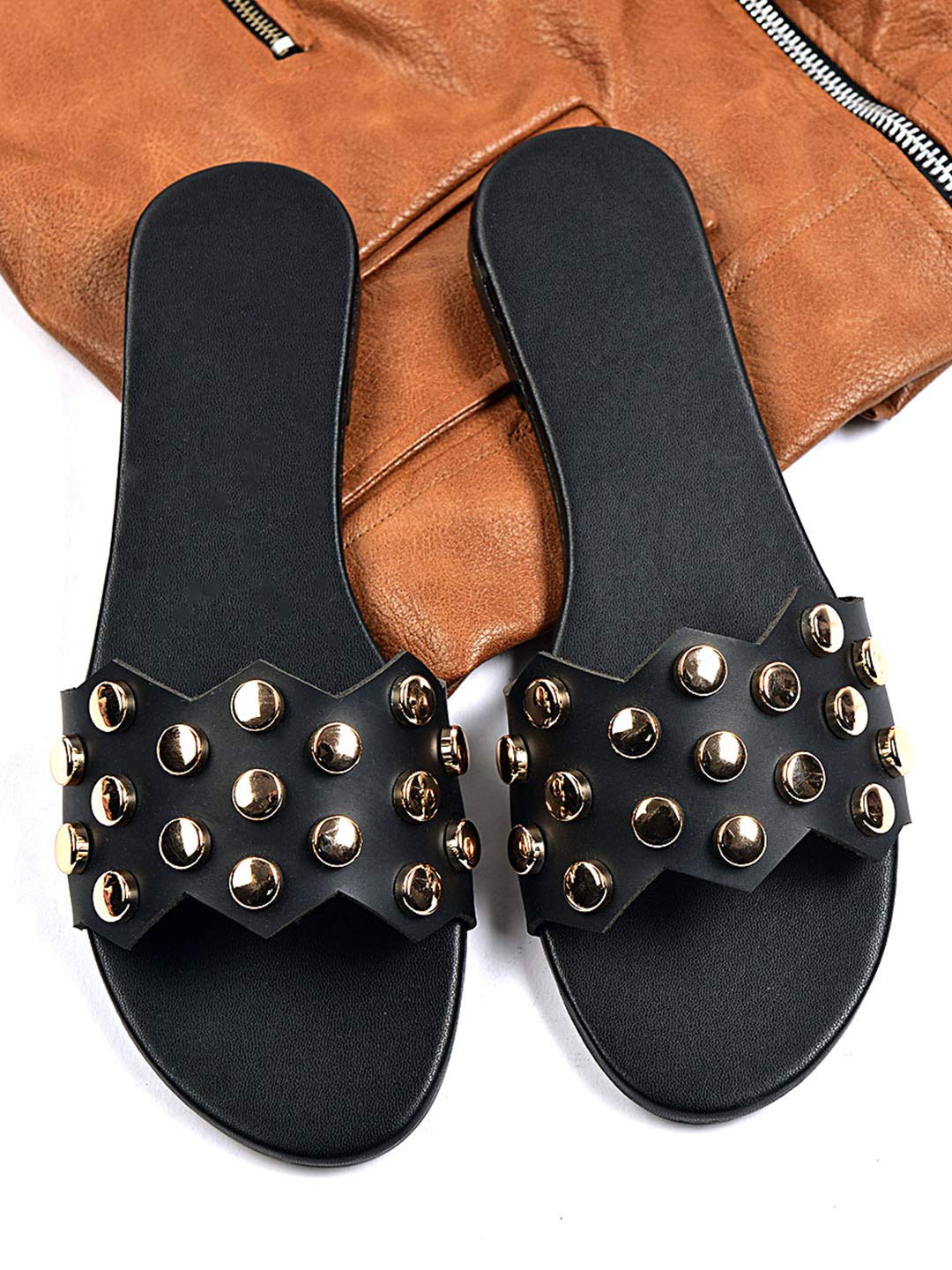 STREETSTYLESTOREWomen Black Fashion Sandals-4.5 UK (37 EU) (CC0244-BLACK-37)