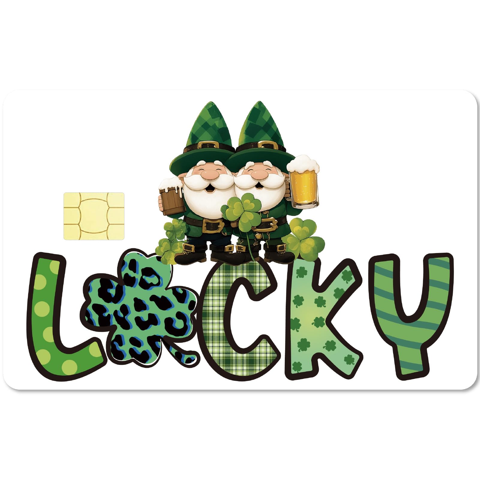 CREATCABIN 4 Sheets 4 Styles Green Card Skin Card Sticker Cover 3.4" x 2.1" Plastic Waterproof Removable Saint Patrick's Day Shamrock Lucky Irish Credit Cards Protect Film Stickers for Bank Card Decor โ image 1