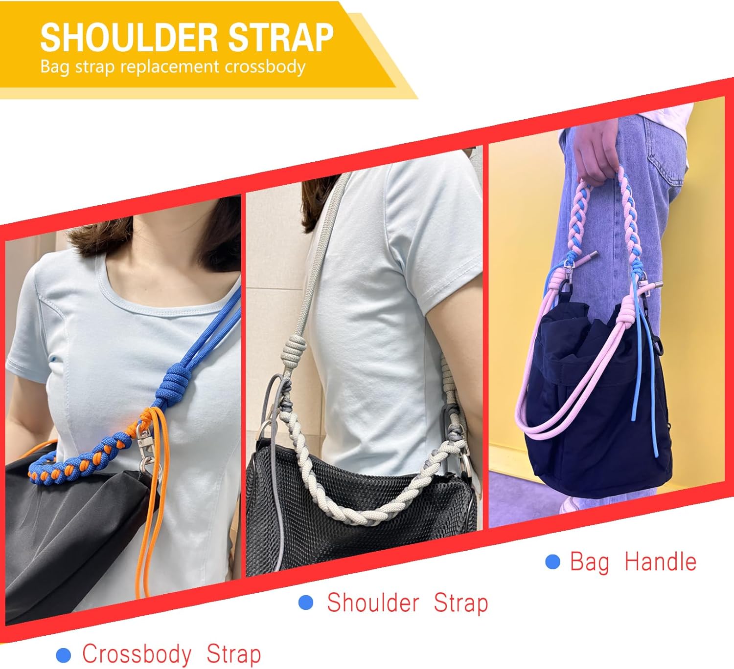 DAOSUN Paracord Rope Purse Straps Replacement Crossbody for Handbags, Adjustable Braided Bag Shoulder Strap - Image 2