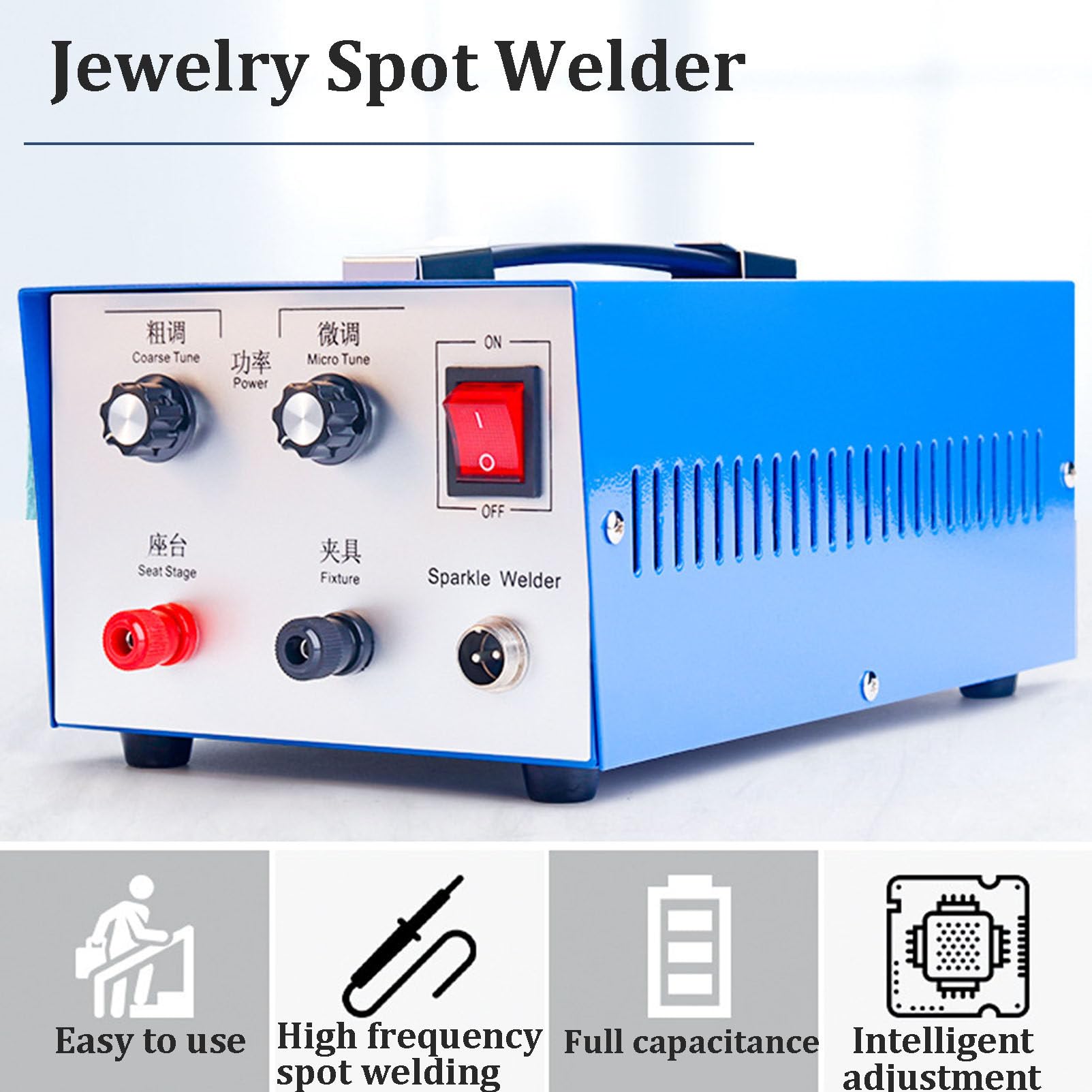 Soldador de Joyas 30A Máquina de Soldadura por Puntos de joyería, Equipo portátil de Soldadura de Joyas de Oro Plata Platino