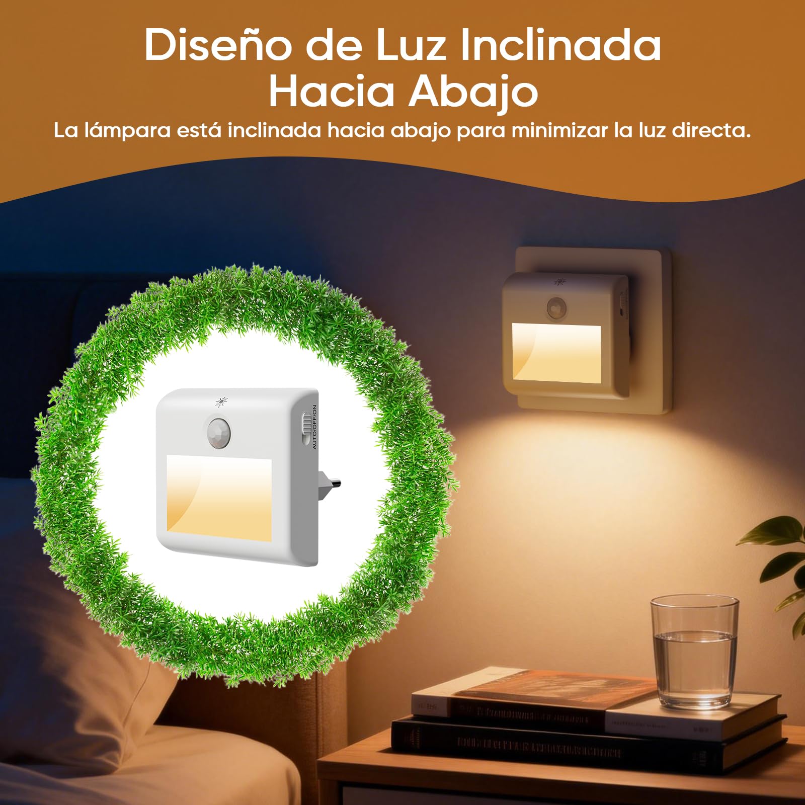 Suright Luz Nocturna con Sensor de Movimiento [2 Piezas], Luz Noche Infantil, Blanca Cálida, 3 Modos(ON/Auto/OFF), Regulable, LED Bebe Lámpara para Niños Habitación, Pasillo, Escaleras, Cocina