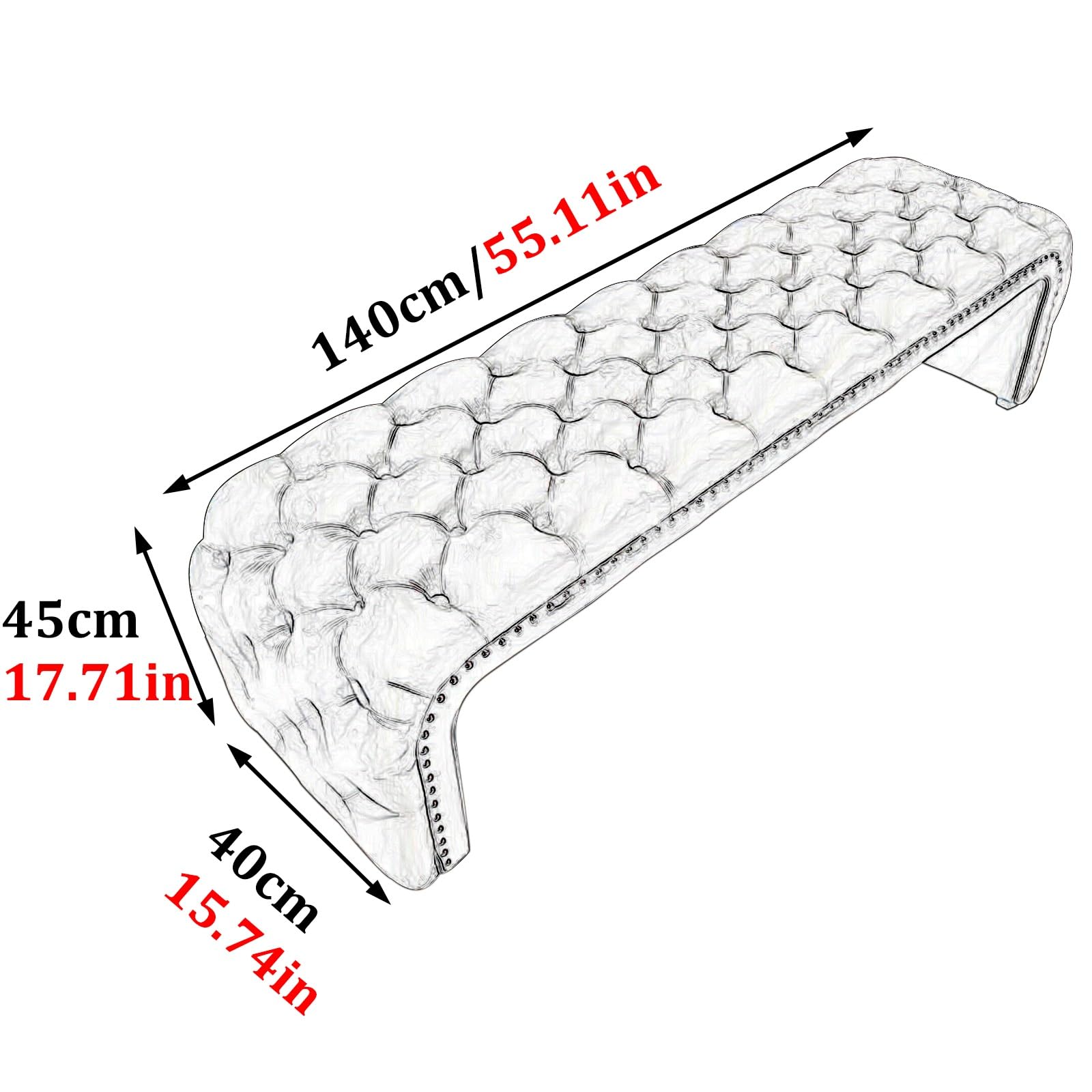 Banco Zapatero con Asiento Botones de Nudos Acolchado Cómodo Taburete Pie de Cama Esquinas Redondeadas Banco para Armario para Dormitorio Tienda Salón Entrada(Green 02,55.12in/140cm)