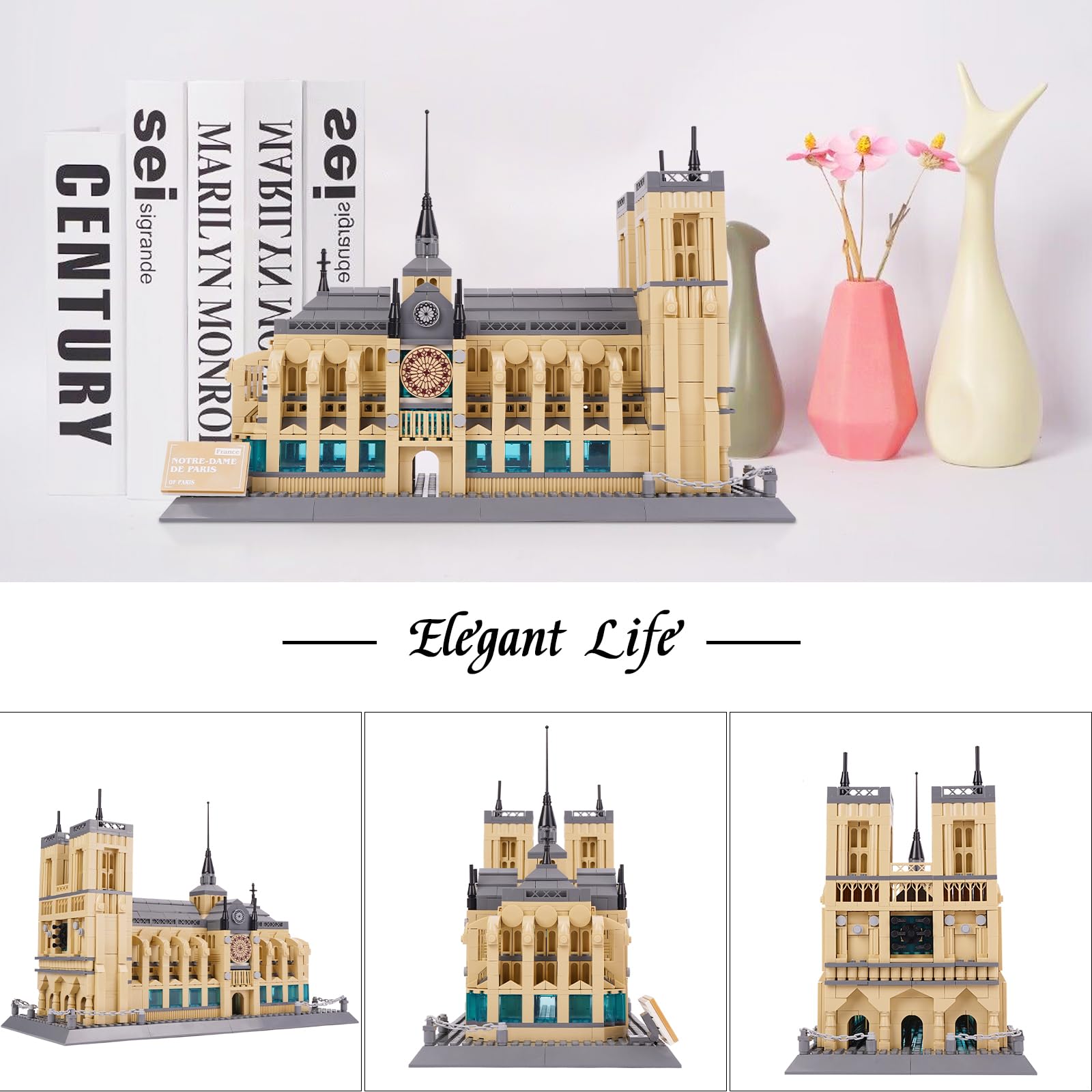 Juego Bloques construcción la Catedral Notre Dame, Kit Modelos arquitectónicos Historia mundialmente Famosa, Juego colección monumentos Famosos para Adultos niños Mayores 8 años 1382 Piezas