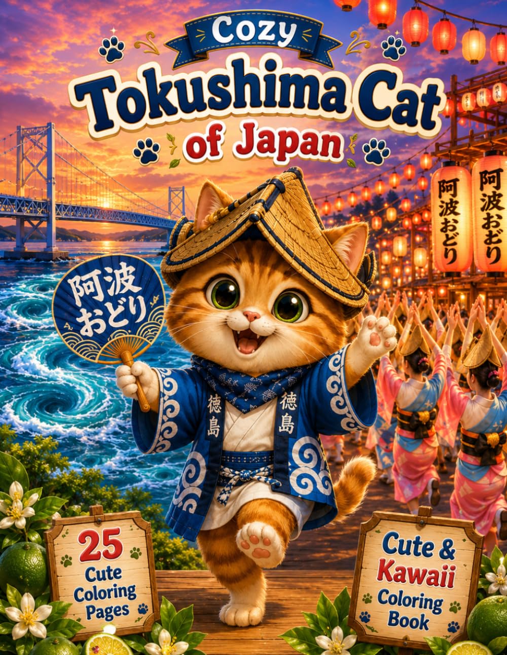 Cozy Tokushima Cat of Japan: Cute & Kawaii Coloring Book (Cozy Cat of Japan)