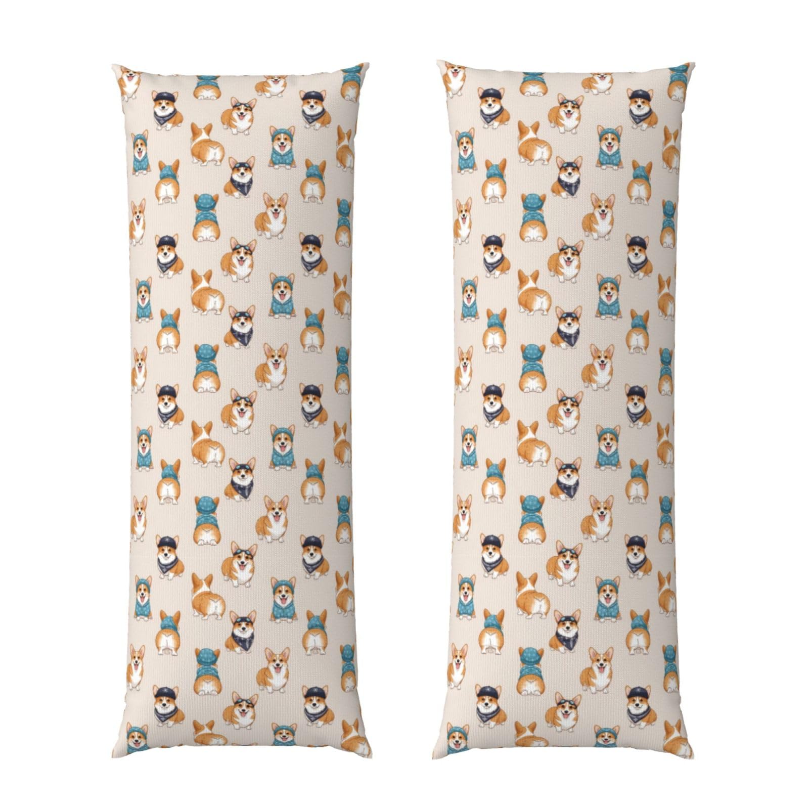 Body Pillow Cover 20x54, Cute Dogs Funny Welsh Corgi, Soft Microfiber Long Pillowcase with Zipper Closure, Breathable Protector for Bedroom Sofa Couch Sleeping