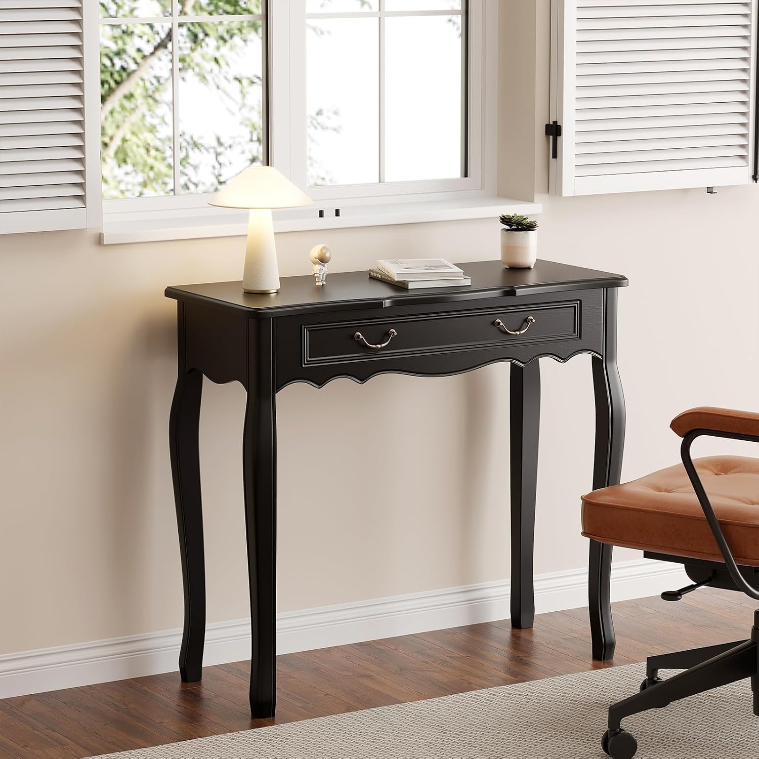 Black Entryway Table with 1 Drawer Console Table for Entryway Entrance Table for Hallway, Living Room, Foyer, Easy Assembly (Legs Only), 13.77D x 34.64W x 30.7H in