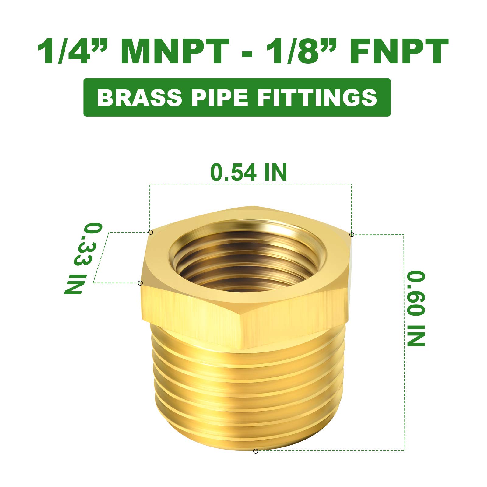 TAISHER 5PCS Brass Reducer Hex Bushing