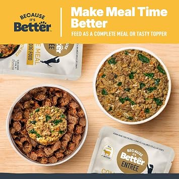 Because It's Better Entree Complete Meal, Lamb Stew with Rice, Human Grade Wet Dog Food, 10 oz Pouches, 6 Count