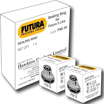 Hawkins Plastic Futura Rubber Gasket For 3L Pressure Cooker And Safety Valve Black, 3 Liter