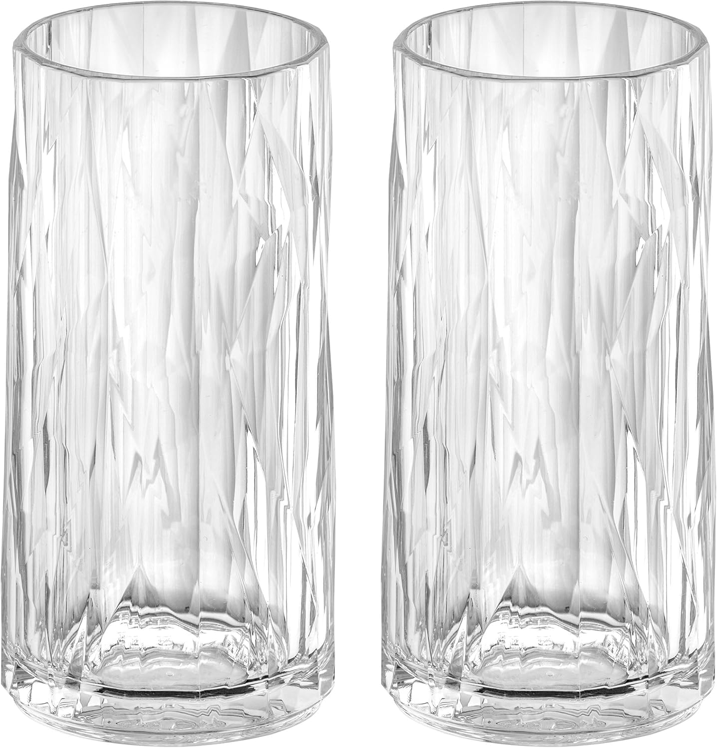 Koziol Superglas Club No. 8, 2 Stück, 300 ml, Longdrink-Glas aus kristallklarem Kunststoff, luxuriös, unzerbrechlich, wiederverwendbar, Party, Camping, 2er Set