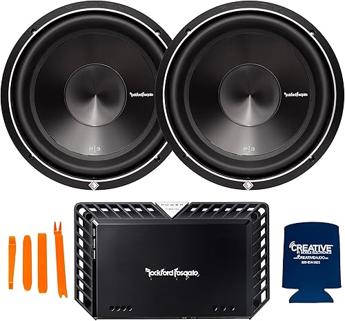 Rockford Fosgate Dos subwoofers P3D2-12 Punch P3 Dual 2-Ohm 12" y un amplificador mono RMS T1000-1bdCP de 1000 vatios