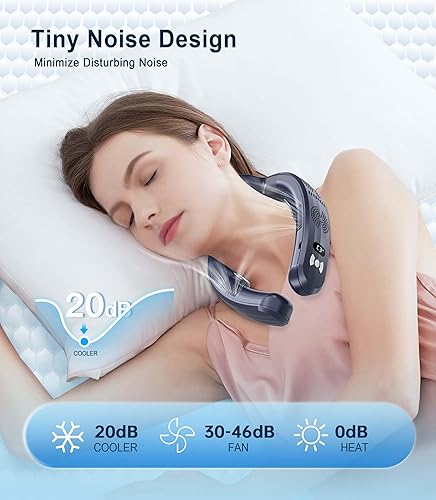 Miniatura 3 de Ventilador de cuello, ventilador personal sin aspas manos libres, batería de 4000 mAh, 3 velocidades, recargable USB-C, ventilador ultra silencioso