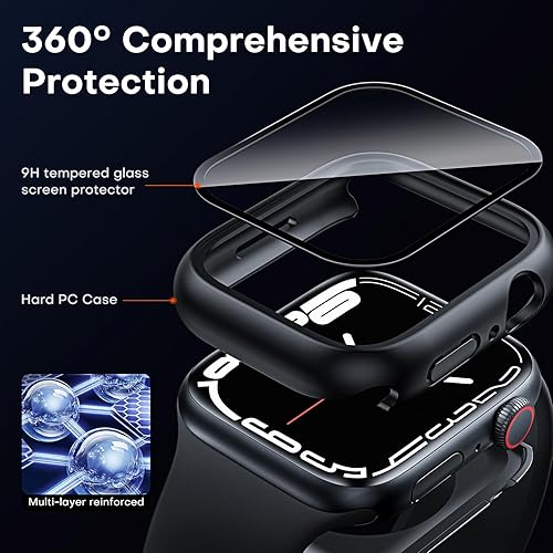 Miniatura 134 de Carcasas Tauri rígida, 2 unidades compatibles con Apple Watch SE Series 6, 5, 4, vidrio templado de dureza 9H integrado, delgada, a prueba