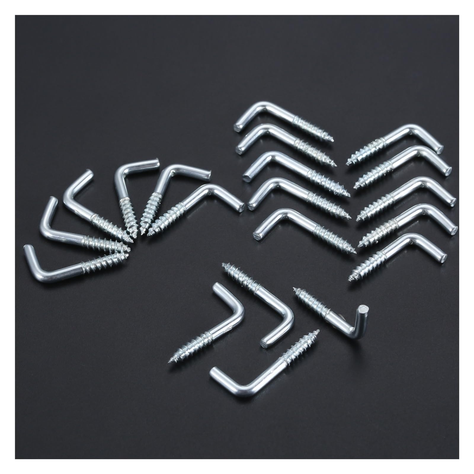 Haki sufitowe w kształcie litery L, zestaw 100 sztuk, srebrne haki wkręcane 2,4 x 11 20 mm
