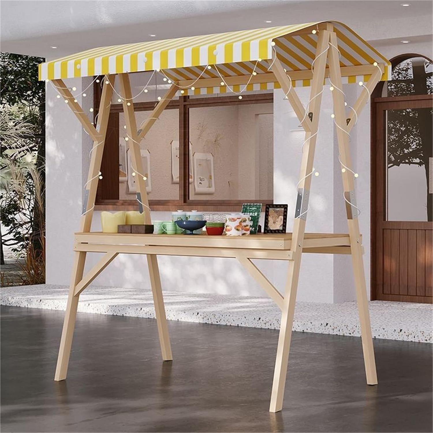 Collapsible Wagon Cart with Wheels Foldable Folding Wagons Carts Silent Universal Wheels,Portable Folding Food Cart with AwningPerfect for Lemonade & Ice Cream Vendors at Trade Shows Fairs a