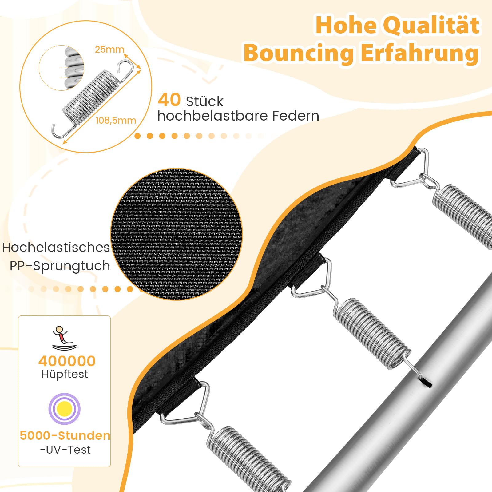 COSTWAY 2 in 1 Kindertrampolin mit Schaukel, Gartentrampolin rechteckig mit Sicherheitsnetz & Randabdeckung, Indoor-/Outdoortrampolin für Kinder bis 100kg Belastbar
