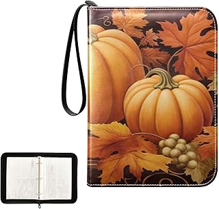 Pumpkin Fall Waterproof Trading Card Binder,400-Pocket Trading Album Display Holder,Display Case with Card Sleeves Set for Soccer Card,Gaming Cards,and Other TCG 2011858