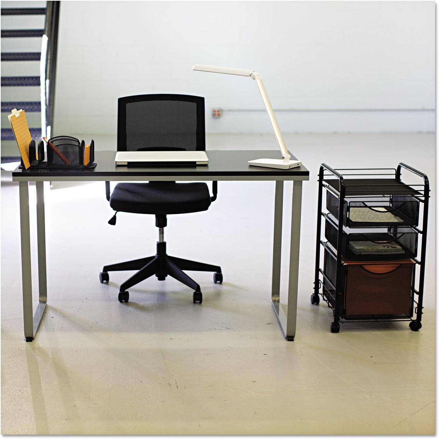 Safco 1943BLSL Home Office Table Computer Desk, Black and Silver