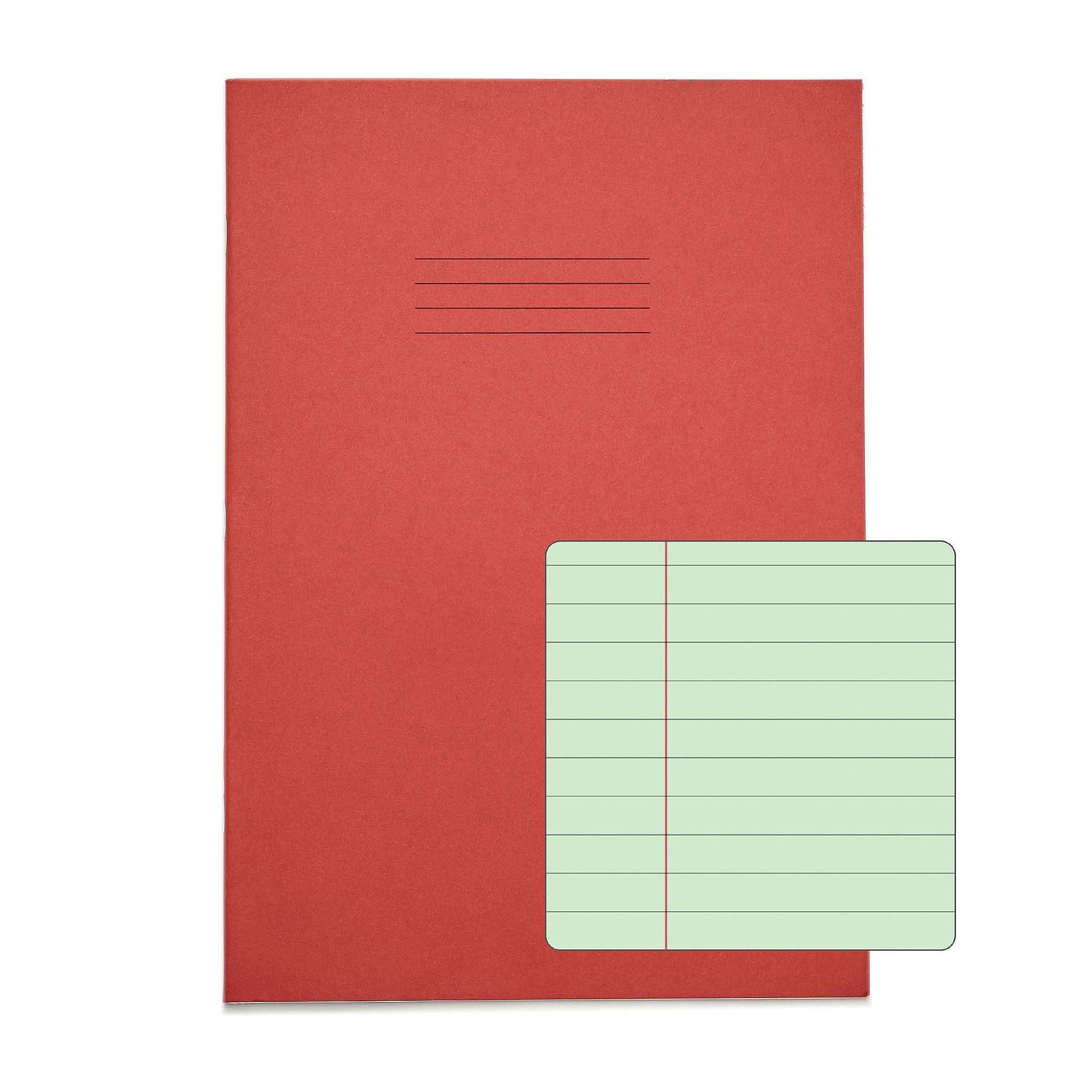 Rhino A4 Tinted Exercise Book, Red Cover with Green Coloured Paper, 10 Pack - Image 2
