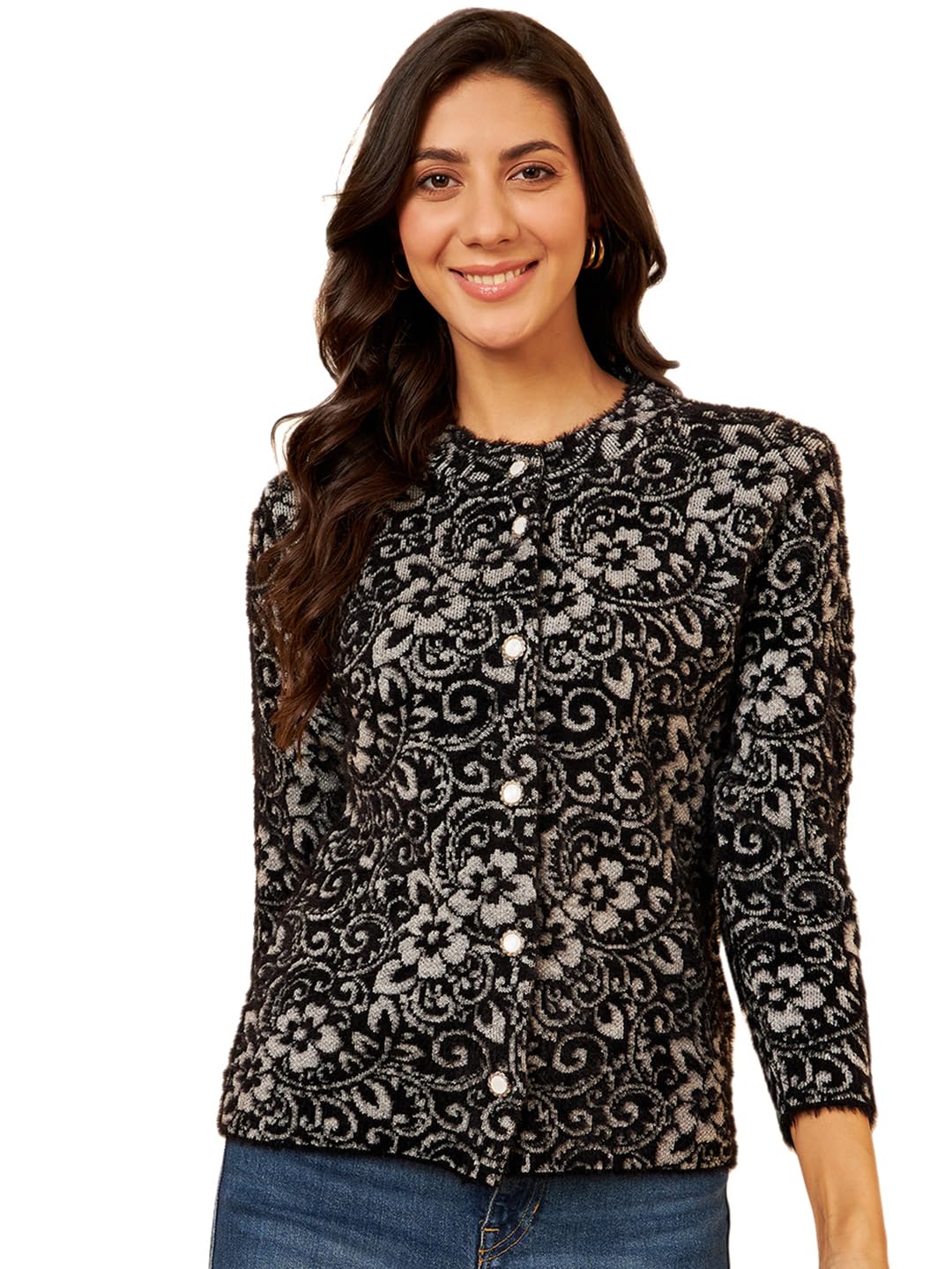 modeve Women Floral Print Round Neck Sweater for Winter||Winterwear||-picture-37