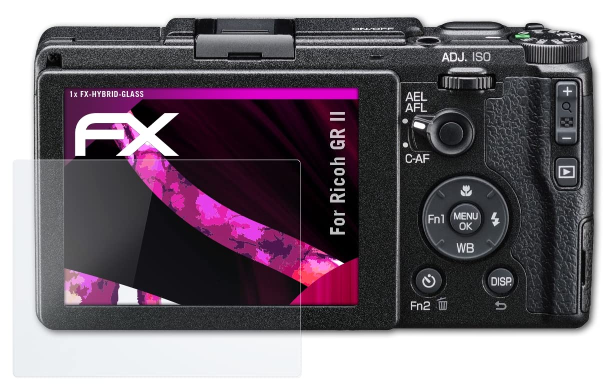 atFoliX Plastic Glass Protective Film compatible with Ricoh GR II Glass Protector, 9H Hybrid-Glass FX Glass Screen Protector of plastic