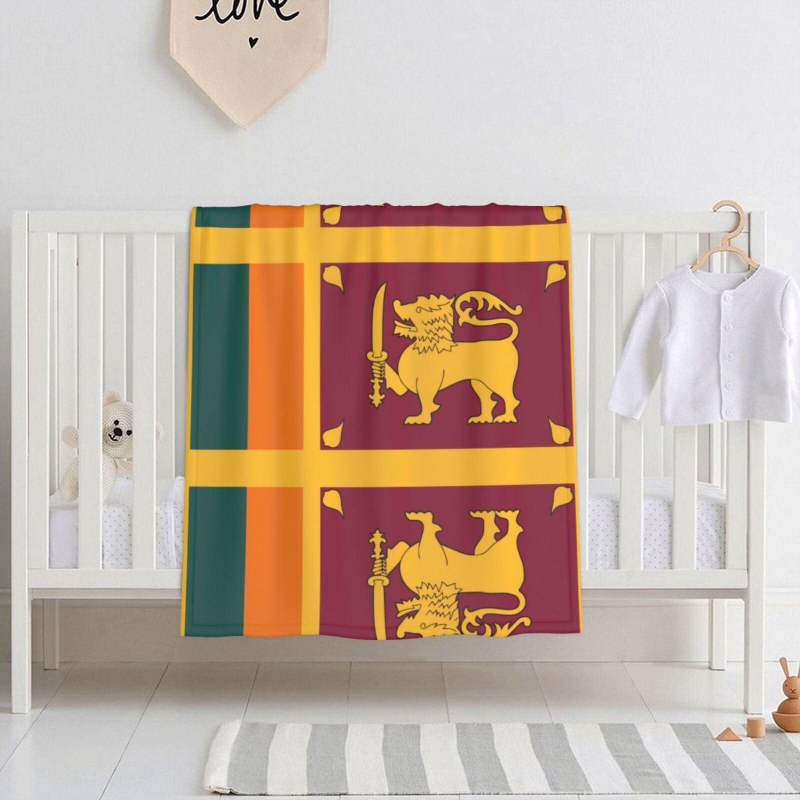 Wbqlsl Black Sri Lanka Flag Pattern Baby Blanket 30"X40" Newborn Swaddle Towel - Baby Nursing Blanket