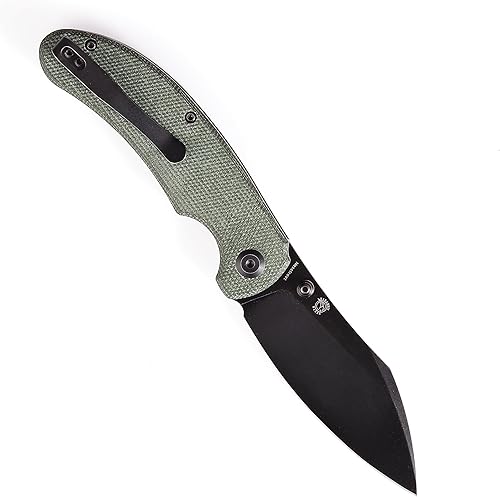 Miniatura 2 de KANSEPT Nesstreet Cuchillo plegable de bolsillo para hombres EDC Camping 3.58 pulgadas CPM-S35VN Material con mango de micarta verde para llevar