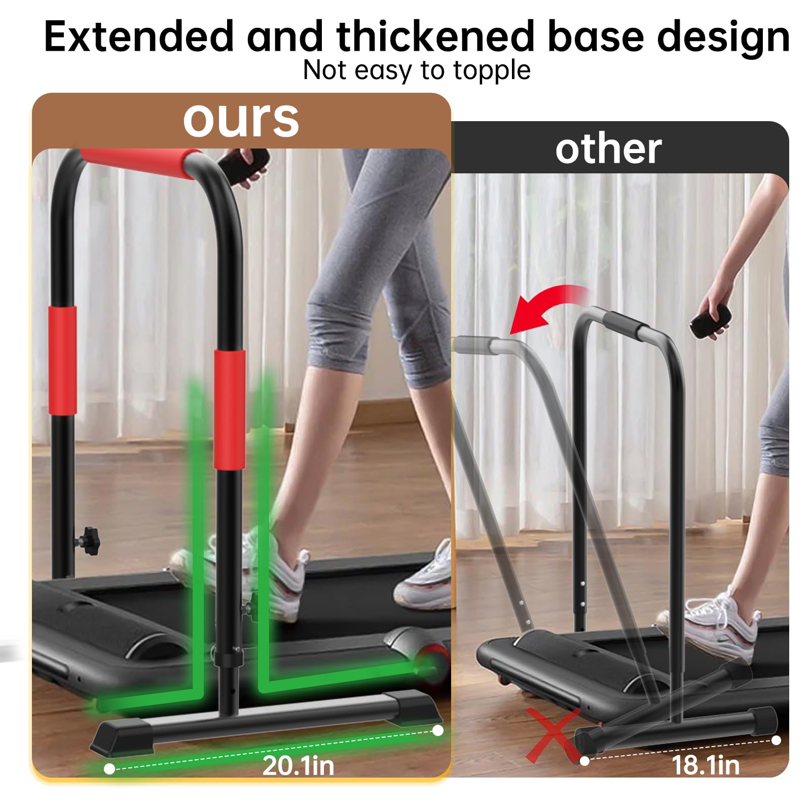 Verstellbarer Griff für Gehpolster, 56 cm breit, 95 cm maximale Höhe, Rot