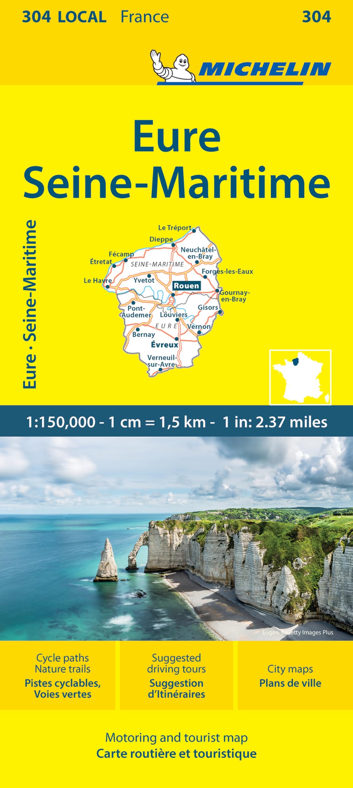 MICHELIN Localkarte | Eure, Seine-Maritime 1:150.000, überarbeitet 2023