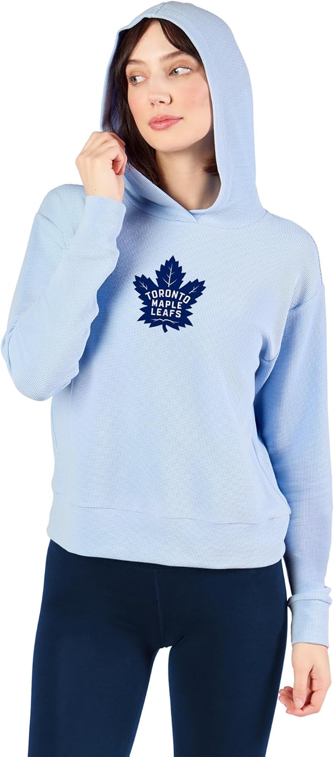 CERTO NHL Women's Soft Pullover Waffle Hoodie, Warm Comfortable Sweatshirt with Team Logo, Cozy Long Sleeve Apparel