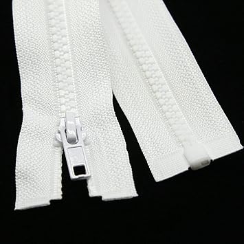 Leekayer 2PCS #5 27" Separating Zipper for Sewing Coats Jacket Zipper White