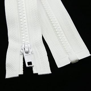 Leekayer 2PCS #5 30 Inch Separating Jacket Zippers for Sewing Coats Jacket Zipper White Molded Plastic Zippers Bulk (30" 2pc)