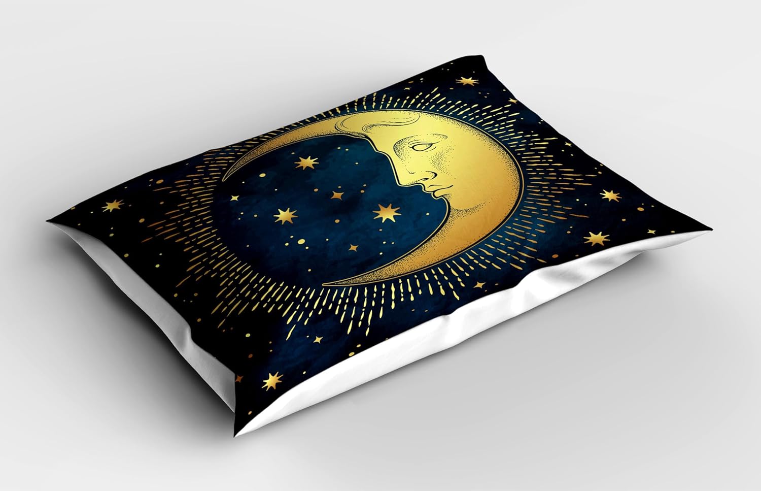 Ambesonne Celestial Pillow Sham Set of 2, Crescent and Antique Style Rays, Quality Microfiber Bedding Item for All Seasons, 26" x 20", Teal Coffee