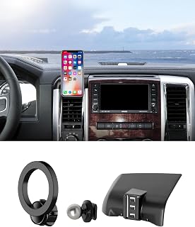 Car Phone Holder for Dodge Ram 1500 2009-2012, Ram 2500/Ram 3500 2010-2012 | Magsafe Accessories Magnetic Cell Phone Mount Clip Compatible with iPhone, 3D fit Stable Dashboard Navigation Bracket Stand