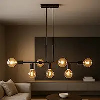 Pendente Rubis 7 Lâmpadas 68cm Industrial (Preto)