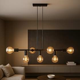 Pendente Rubis 7 Lâmpadas 68cm Industrial (Preto)