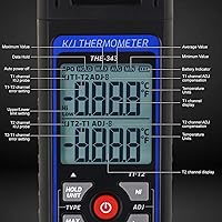 Vista 5 de Termómetro de termopar digital tipo K/J con termopar tipo 4 K, termómetro HVAC con alarma y compensación de adj, medidor de temperatura -328°F ~