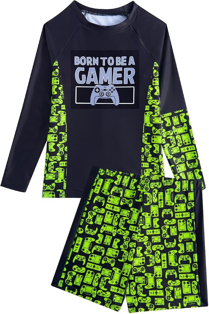 JiAmy Boys 2 Piece Rash Guard Swimsuit Long Sleeve Swimwear Set Qui...