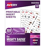 Avery® The Mighty Badge Inserts for Laser Printers, 1" x 3", Clear, Pack of 100 Inserts – view 1